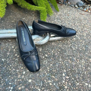 Peter Kaiser Germany Black Leather Bow Front Flats UK 7 US 9.5